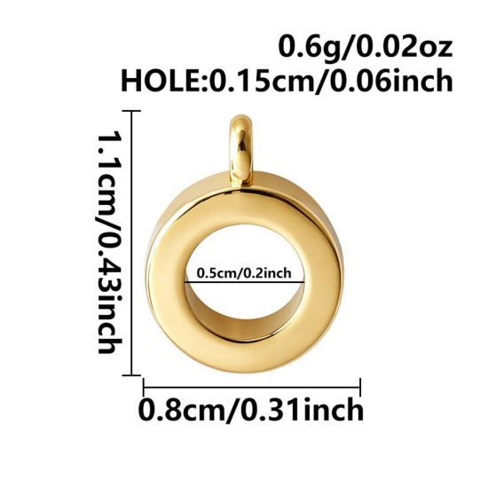 Picture of 3 PCs Eco-friendly PVD 316 Stainless Steel Bail Beads With Loop For DIY Jewelry Making Findings Wholesale Round 18K Gold Plated 11mm x 8mm