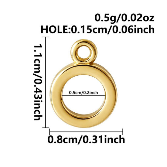Picture of 3 PCs Eco-friendly PVD 316 Stainless Steel Bail Beads With Loop For DIY Jewelry Making Findings Wholesale Round 18K Gold Plated 11mm x 8mm