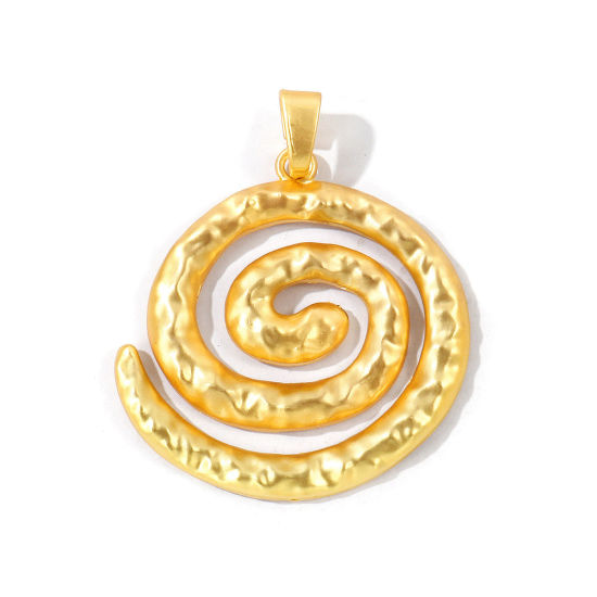 Picture of 1 Piece Zinc Based Alloy Pendants Wholesale Matt Gold Spiral Hammered 7.6cm x 6.4cm