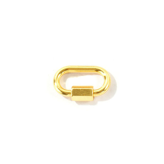 Immagine di 2 Pz Ottone Fibbia a Vite All'Ingrosso Ovale Placcato Oro 18K 18.5mm x 12mm