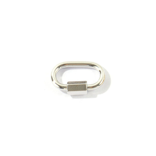 Immagine di 2 Pz Ottone Fibbia a Vite All'Ingrosso Ovale Platino Placcato 18.5mm x 12mm