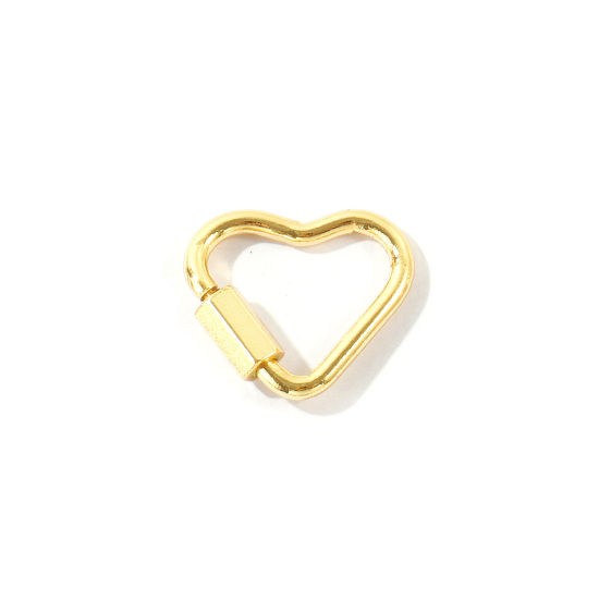 Immagine di 2 Pz Ottone San Valentino Fibbia a Vite All'Ingrosso Cuore Placcato Oro 18K 19mm x 17mm