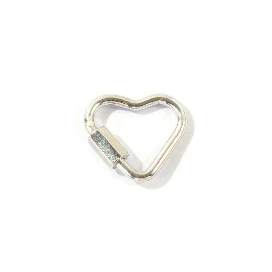 Immagine di 2 Pz Ottone San Valentino Fibbia a Vite All'Ingrosso Cuore Platino Placcato 19mm x 17mm
