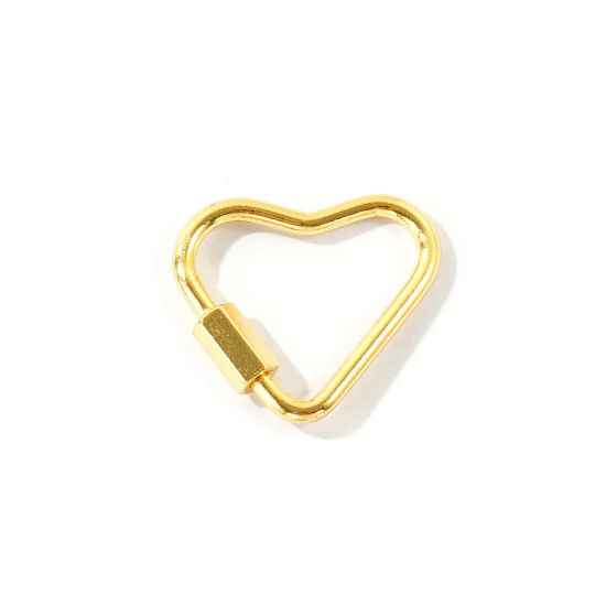 Immagine di 2 Pz Ottone San Valentino Fibbia a Vite All'Ingrosso Cuore Placcato Oro 18K 23mm x 21mm