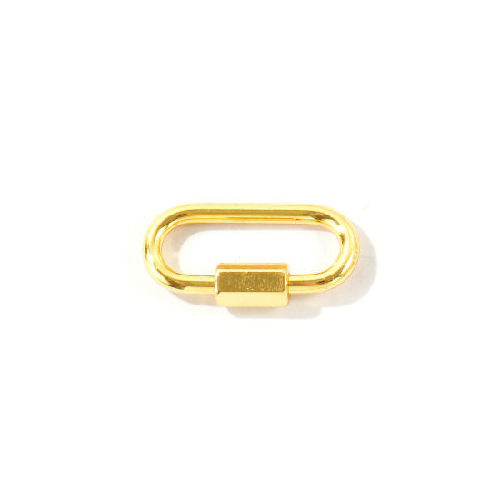 Immagine di 2 Pz Ottone Fibbia a Vite All'Ingrosso Ovale Placcato Oro 18K 22mm x 11mm