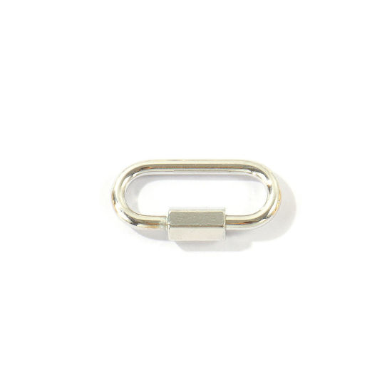 Immagine di 2 Pz Ottone Fibbia a Vite All'Ingrosso Ovale Platino Placcato 22mm x 11mm