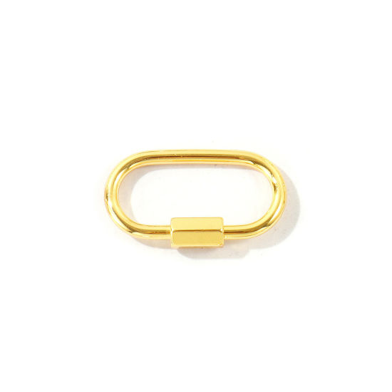 Immagine di 2 Pz Ottone Fibbia a Vite All'Ingrosso Ovale Placcato Oro 18K 25mm x 14.5mm