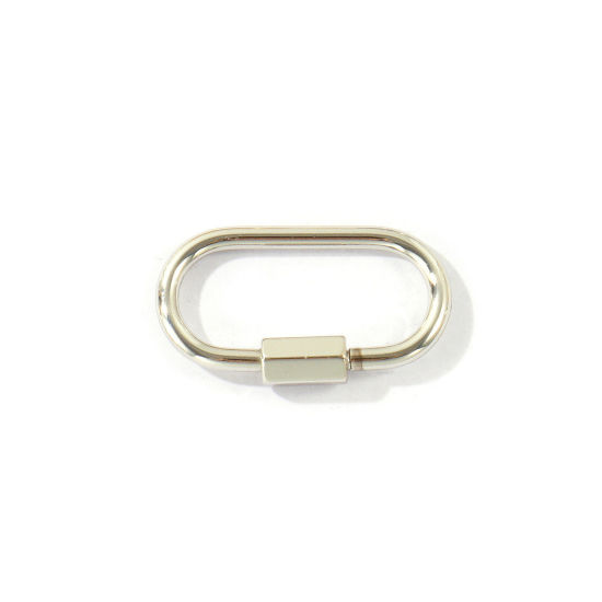 Immagine di 2 Pz Ottone Fibbia a Vite All'Ingrosso Ovale Platino Placcato 25mm x 14.5mm