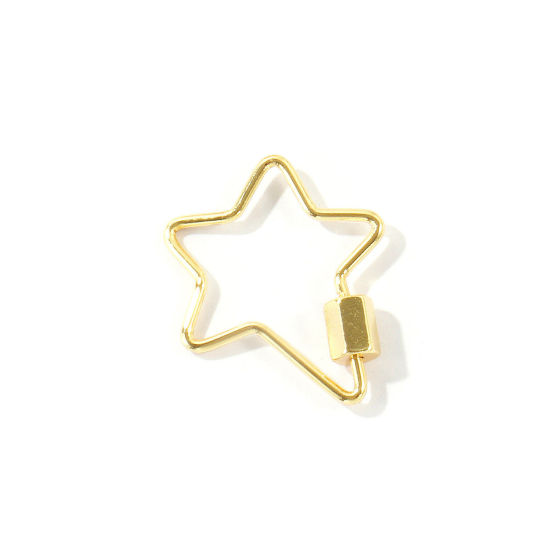 Immagine di 2 Pz Ottone Fibbia a Vite All'Ingrosso Stella a Cinque Punte Placcato Oro 18K 23mm x 21mm