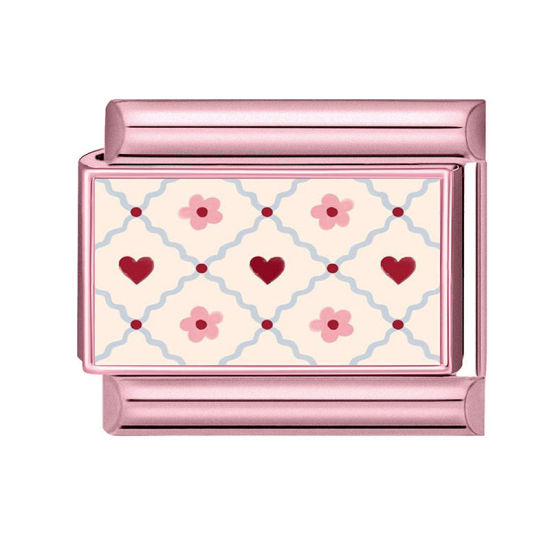 Imagen de 1 Unidad 304 Acero Inoxidable Eslabones de Encanto Italianos para Hacer Pulseras Modulares Relojes y Joyas DIY Flor Rosado Al Por Mayor, 10mm x 9mm