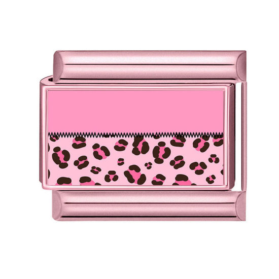 Imagen de 1 Unidad 304 Acero Inoxidable Eslabones de Encanto Italianos para Hacer Pulseras Modulares Relojes y Joyas DIY Leopardo Rosado Al Por Mayor, 10mm x 9mm