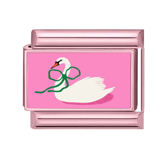 Immagine di 1 Pz 304 Acciaio Inossidabile Magnetiche Italiane per Bracciali Modulari e Orologi Fai‑Da‑Te, Cigno Rosa All'Ingrosso, 10mm x 9mm