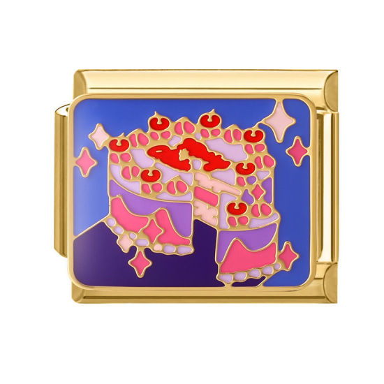 Immagine di 1 Pz 304 Acciaio Inossidabile Magnetiche Italiane per Bracciali Modulari e Orologi Fai‑Da‑Te, Torta Multicolore Smalto Oro Placcato All'Ingrosso, 10mm x 9mm