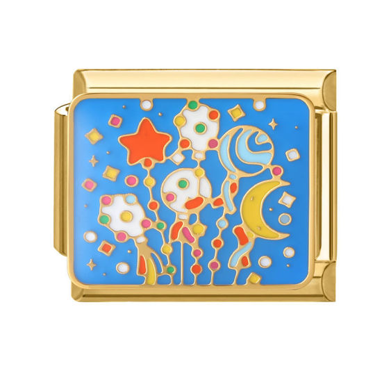 Immagine di 1 Pz 304 Acciaio Inossidabile Magnetiche Italiane per Bracciali Modulari e Orologi Fai‑Da‑Te, Pesce Multicolore Smalto Oro Placcato All'Ingrosso, 10mm x 9mm