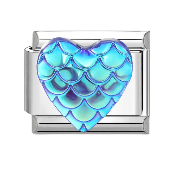 Immagine di 1 Pz Plastica & 304 Acciaio Inossidabile San Valentino Magnetiche Italiane per Bracciali Modulari e Orologi Fai‑Da‑Te, Cuore AB Multicolore Tono Argento All'Ingrosso, 10mm x 9mm