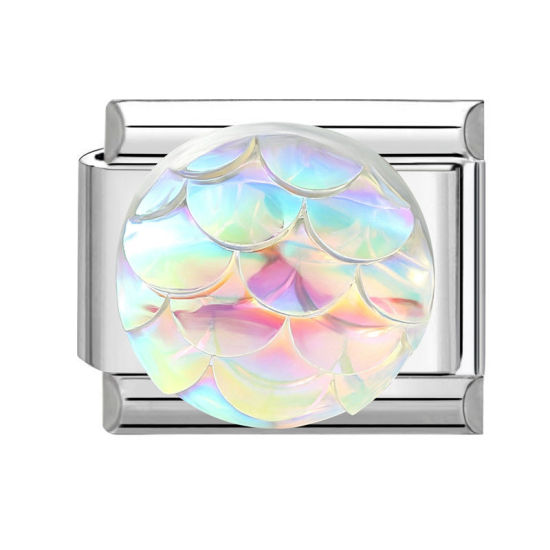 Immagine di 1 Pz Plastica & 304 Acciaio Inossidabile Magnetiche Italiane per Bracciali Modulari e Orologi Fai‑Da‑Te, Tondo AB Multicolore Tono Argento All'Ingrosso, 10mm x 9mm