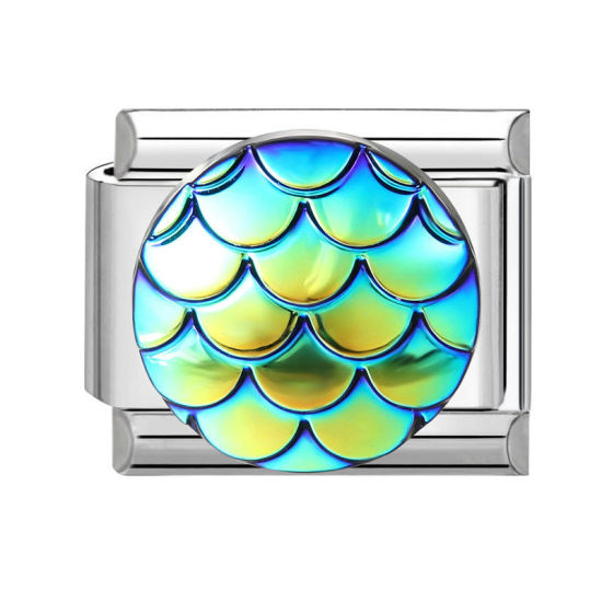 Immagine di 1 Pz Plastica & 304 Acciaio Inossidabile Magnetiche Italiane per Bracciali Modulari e Orologi Fai‑Da‑Te, Tondo AB Multicolore Tono Argento All'Ingrosso, 10mm x 9mm