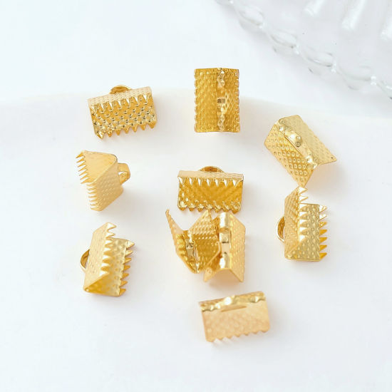 Imagen de 20 Unidades Respetuoso del Medio Ambiente Latón Cuerda Cinta Crimp final Al Por Mayor Para Pulsera Collar Joyería 14K Oro Real Chapado 10mm x 8mm