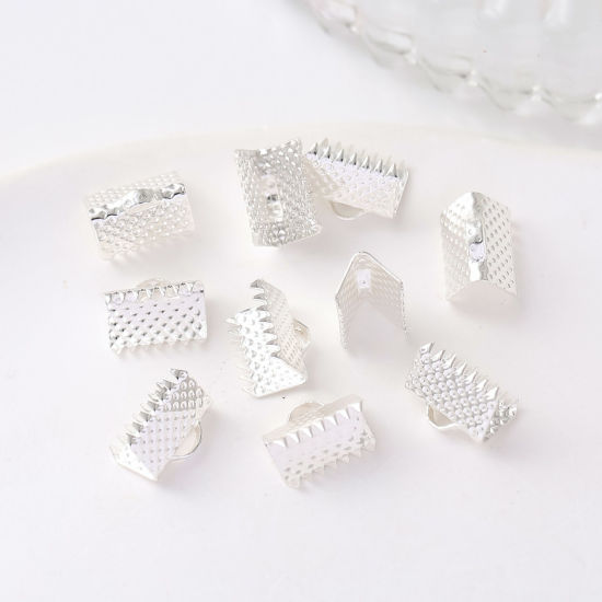 Imagen de 20 Unidades Respetuoso del Medio Ambiente Latón Cuerda Cinta Crimp final Al Por Mayor Para Pulsera Collar Joyería Chapado en Plata de Ley 925 3cm x 0.8cm