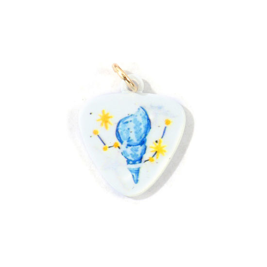 Immagine di 1 Pz Ottone Ciondoli All'Ingrosso, Triangolo littorina Placcato Oro 18K Blu Stampato 24mm x 18mm