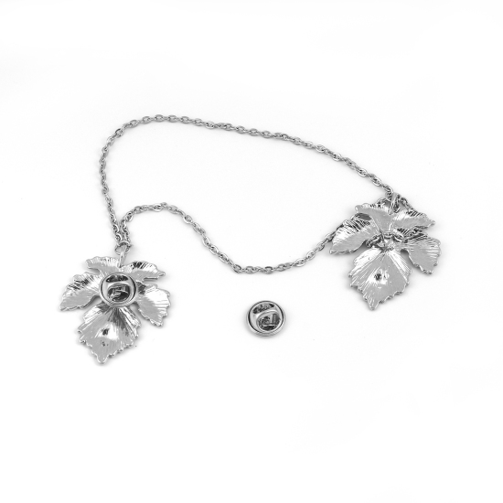 Image de 1 Pièce Broche Epingle Style Pastoral Feuille d'érable Argent Mat 21.8cm x 3.2cm