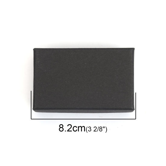 1 個 紙 ジュエリー ボックス ネックレス ブレスレット リング ギフトプレゼント ラッピング 包装 長方形 黒 8.2cm x 5.2cm x 2.6cm の画像