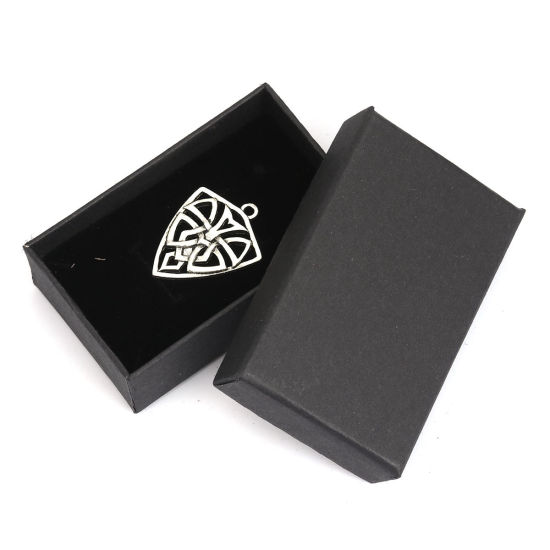 1 個 紙 ジュエリー ボックス ネックレス ブレスレット リング ギフトプレゼント ラッピング 包装 長方形 黒 8.2cm x 5.2cm x 2.6cm の画像