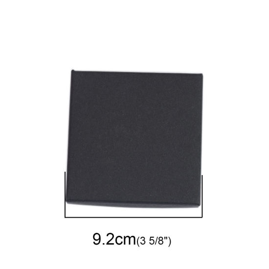 1 個 紙 ジュエリー ボックス ネックレス ブレスレット リング ギフトプレゼント ラッピング 包装 正方形 黒 9.2cm x 9.2cm x 3.3cm の画像