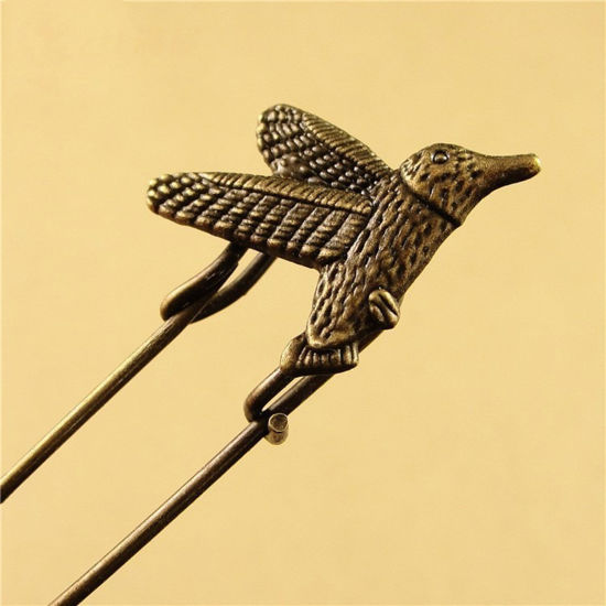 Image de 1 Pièce Broches Épingles de Sûreté Rétro Oiseau-Mouche Bronze Antique 6cm x 2cm