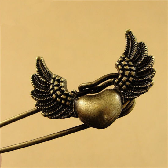 Image de 1 Pièce Broches Épingles de Sûreté Rétro Oiseau-Mouche Bronze Antique 6cm x 2cm