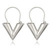 Image de Boucles d'Oreilles Simple Argent Mat Forme V 3.7cm, 1 Paire