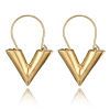 Image de Boucles d'Oreilles Simple Argent Mat Forme V 3.7cm, 1 Paire