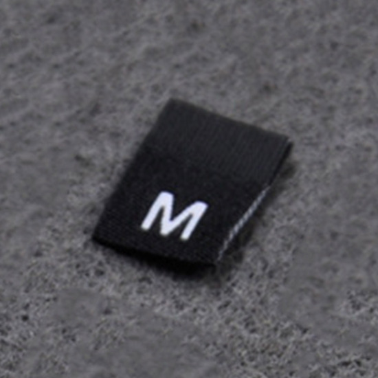 1 パケット ( 100 個/パケット） サイズ M テリレン 衣料用ラベル タグ 黒 の画像