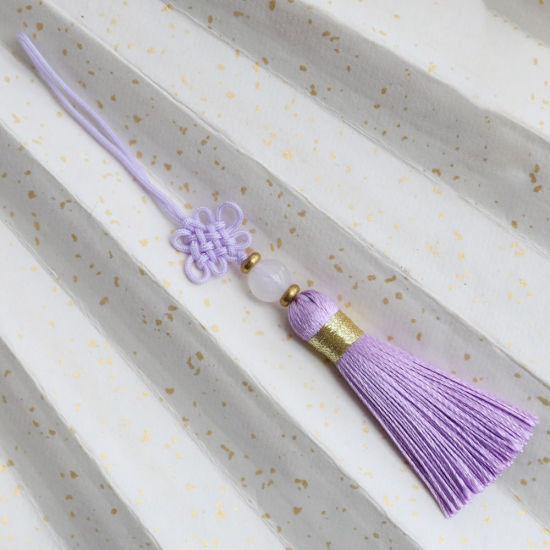 Image de 1 Pièce Pendentifs d'Embellissement Franges en Polyester Nœuds chinois Mauve 12cm