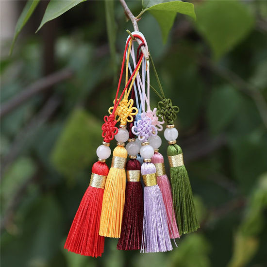 Image de 1 Pièce Pendentifs d'Embellissement Franges en Polyester Nœuds chinois Mauve 12cm