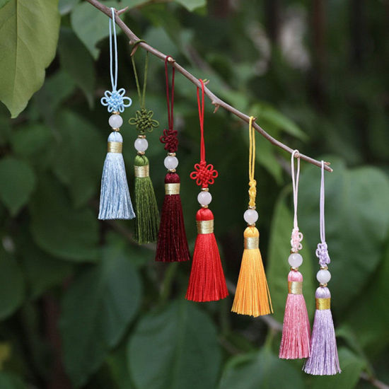 Image de 1 Pièce Pendentifs d'Embellissement Franges en Polyester Nœuds chinois Mauve 12cm