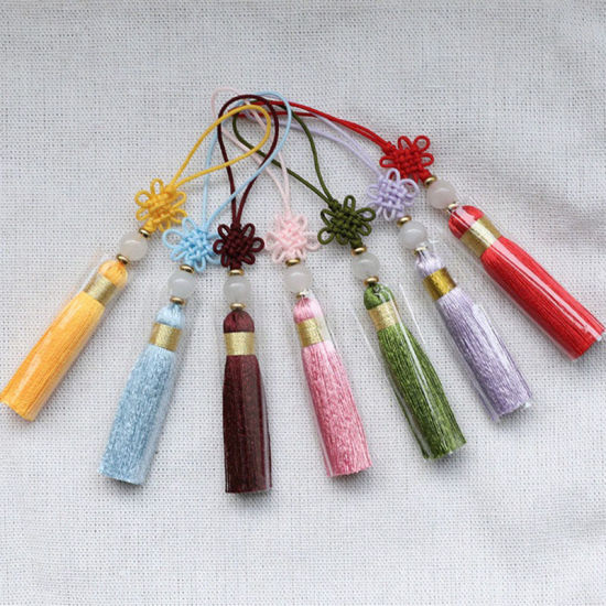 Image de 1 Pièce Pendentifs d'Embellissement Franges en Polyester Nœuds chinois Mauve 12cm