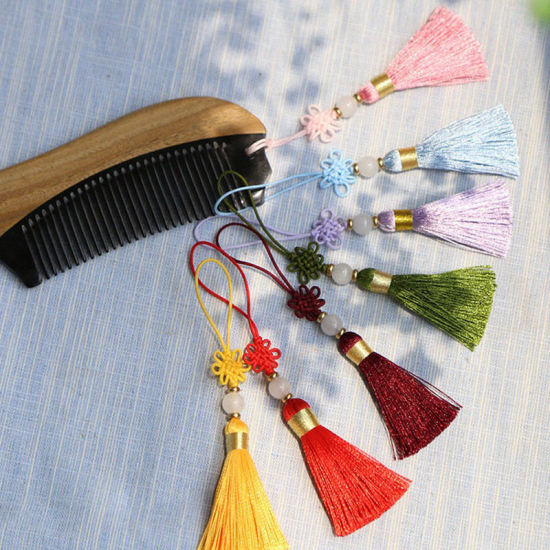 Image de 1 Pièce Pendentifs d'Embellissement Franges en Polyester Nœuds chinois Mauve 12cm