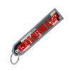 Imagen de 1 Unidad Terylene Sencillo Llaveros Tono de Plata Azul Rectángulo Mensaje " REMOVE BEFORE FLIGHT " 13cm x 3cm