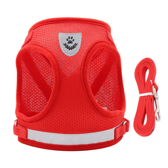 1 Piece Polyester Pet Vest Chest Strap Traction Rope Leash Harness Red Size L の画像