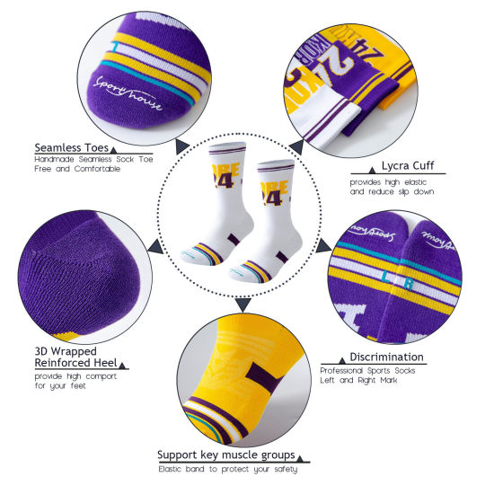 Image de Blanc - Chaussettes Sport Multifonction Antidérapantes Respirantes Pour Homme Numéro Taille M （39-43）, 3 Paires