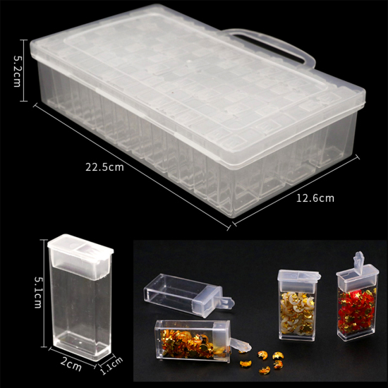 64マス ABS 収納ボックス・バスケット 長方形 クリア色 22.5cm x 13.5cm、 1 個 の画像