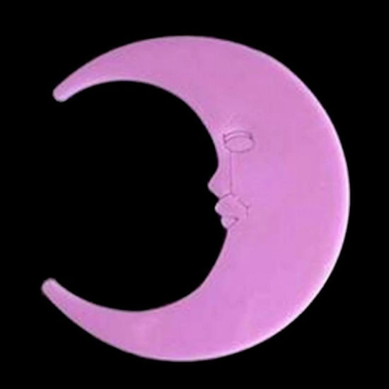 Image de Autocollant Sticker Décoration Murale en Polypropylène Rose Lune avec Visage Brille dans le Noir Lumineux 8cm, 1 Pièce