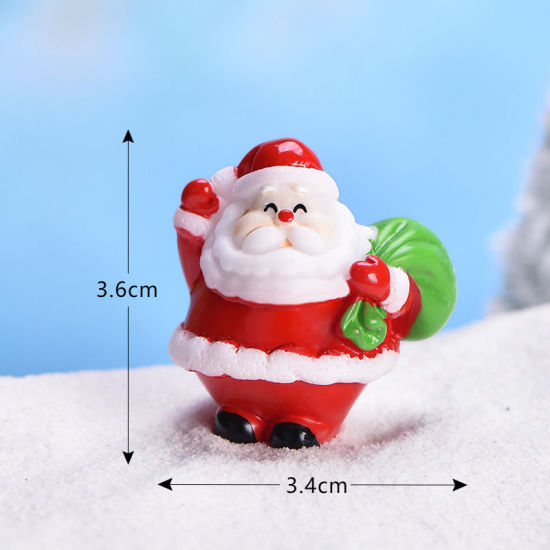 Image de Mini Ornements de Décoration Paysage en Résine Rouge Père de Noël 36mm x 34mm, 1 Pièce