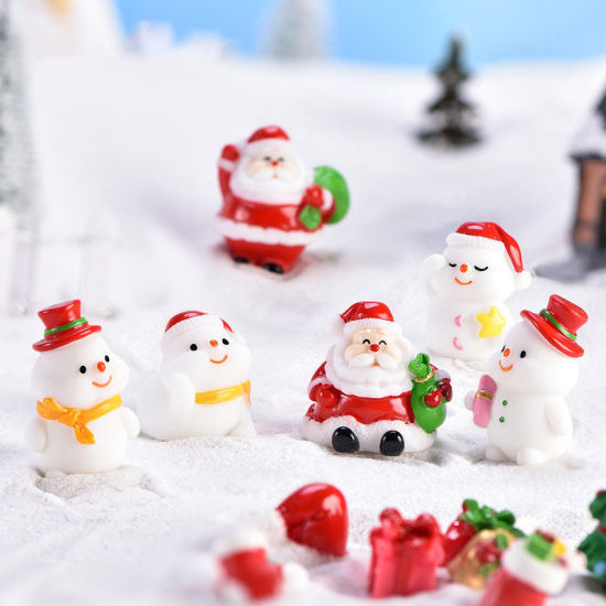 Image de Mini Ornements de Décoration Paysage en Résine Rouge Père de Noël 36mm x 34mm, 1 Pièce