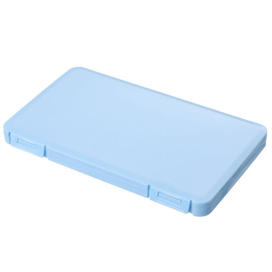 Image de Boîte de Rangement Portable Recyclable pour Masque Buccal en Polypropylène Rectangle Bleu 19cm x 11cm, 1 Pièce