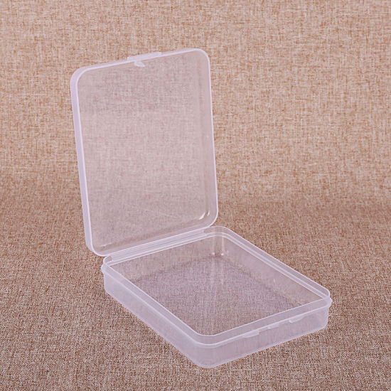 ポリプロピレン リサイクル可能なポータブルマスク収納ケース 長方形 青 透明 11.5cm x 9.2cm、 3 個 の画像