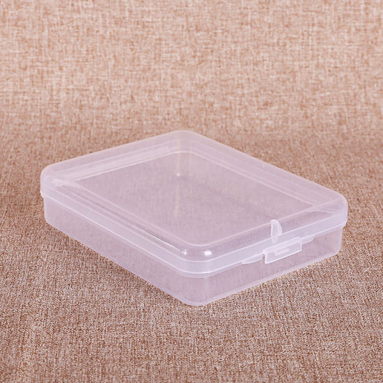 ポリプロピレン リサイクル可能なポータブルマスク収納ケース 長方形 ピンク 透明 11.5cm x 9.2cm、 3 個 の画像