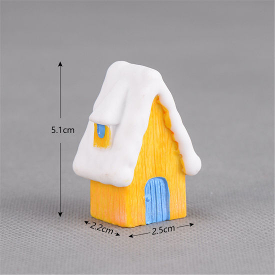 Image de Mini Ornements de Décoration Paysage en Résine Noël Jaune Maison 5.1cm x 2.5cm, 1 Pièce