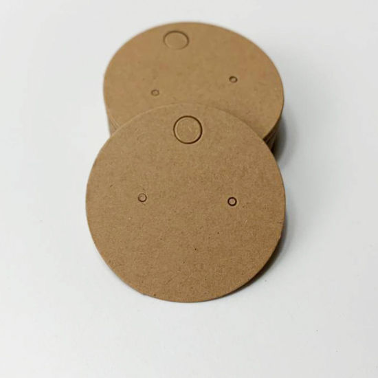 Paper Jewelry Earrings Display Card Brown Yellow Round 40mm Dia., 1 Packet ( 100 PCs/Packet) の画像